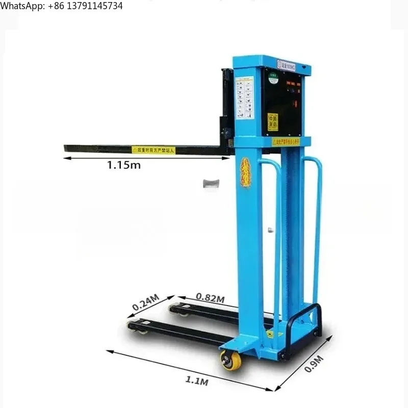 Household Portable Electric Lifting Forklift 1.6M 500KG 1000KG Remote Control Hand Propelled Stacker Customized