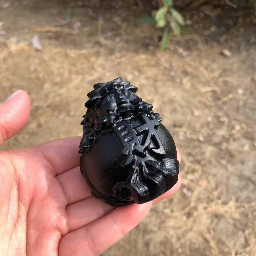 

Natural Black Obsidian make a fortune Dragon Turtle Carving Reiki Healing Crafts Home decoration