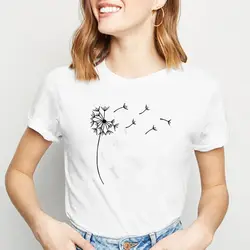 Löwenzahn druck Damen T-Shirts lässig lustig Kurzarm O-Ausschnitt T-Shirt Mode Sommer plus Größe 5 Farben übergroße T-Shirt