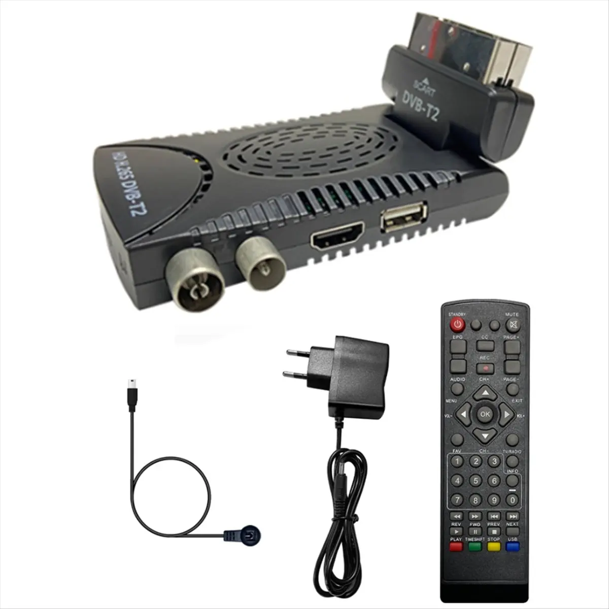 BEST CHOICE）DVB-T2 Full HD Digital Terrestrial TV Decoder with 265/HEVC Decoding EPG Set Top Box EU Plug