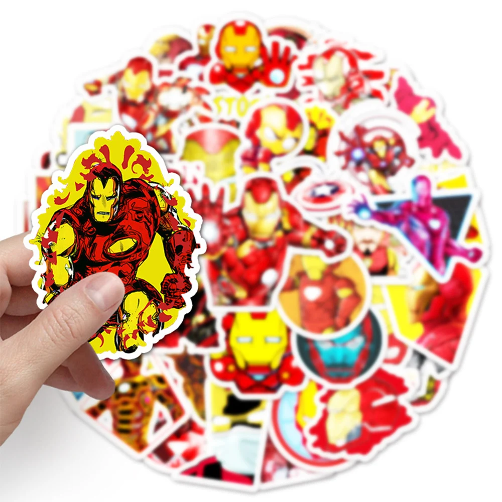 10/30/52PCS Disney The Avengers Iron Man Stickers DIY Laptop Luggage Skateboard Waterproof Cool Graffiti Decals for Kid Toys