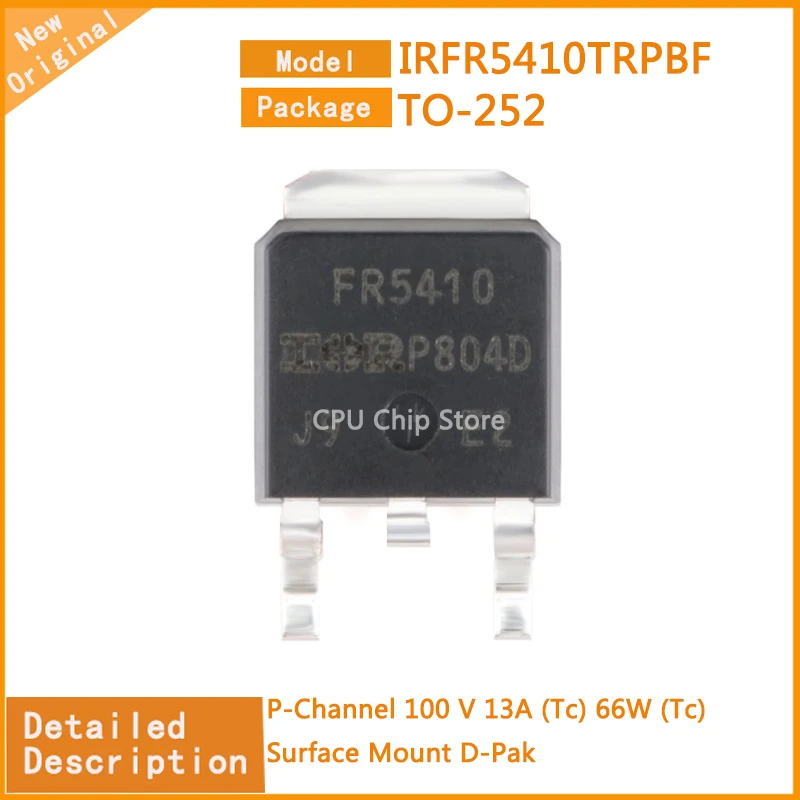 20Pcs/Lot   New Original IRFR5410TRPBF  IRFR5410  P-Channel 100 V 13A (Tc) 66W (Tc) Surface Mount D-Pak  TO-252