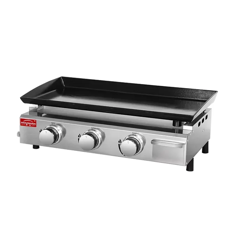 3 Burner Stainless Steel Gas Griddle Flat Top Grill Non Stick Plate Electronic Ignition Adjustable Flame Low Pressure Natural