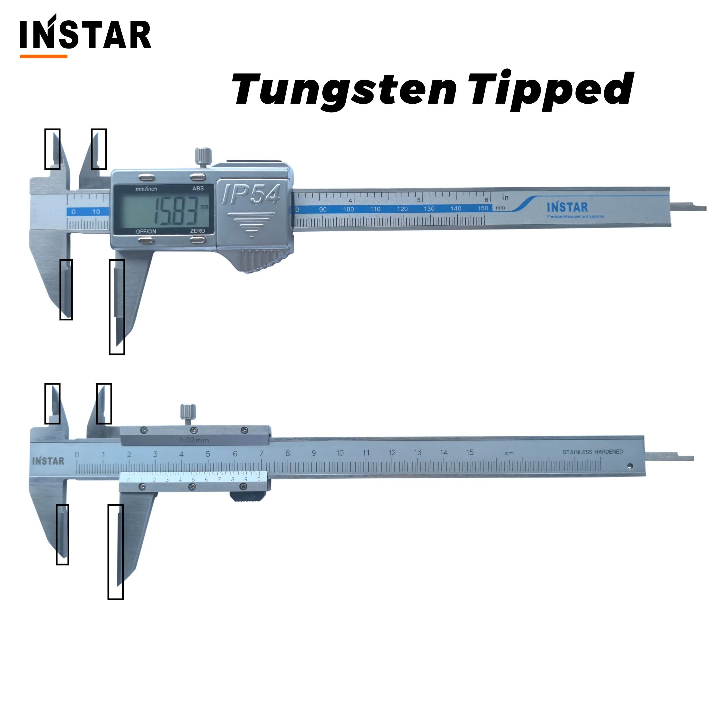 INSTAR Carbide Jaws Scribing Vernier Caliper Stainless Steel 150mm 200mm 300mm Marking Gage Caliper Tungsten Jaws Professional