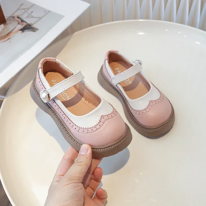 2024 Children Leather Shoes for Girls Autumn New Fashion Comfortable Korean Casual Sweet French Anti-slippery Versatile Shoes