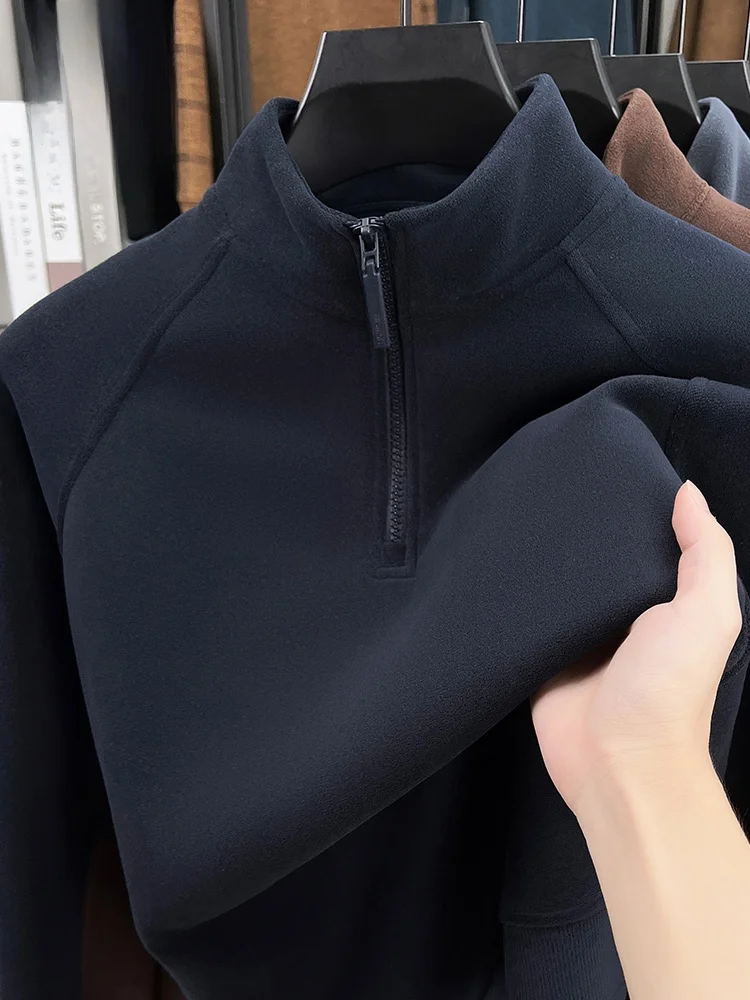 

Мужская двусторонняя флисовая толстовка Lormen с молнией, воротником-стойкой, утепленная, повседневная, теплая, осенне-зимняя, модная, уличная одежда