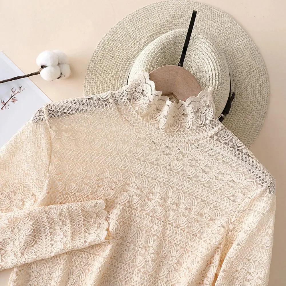 تي شيرت نسائي من الدانتيل Bla مثير Turtlene Long Sve Slim Fit Cleanfit Sle مجموعة Faion الشتوية للسيدات #4