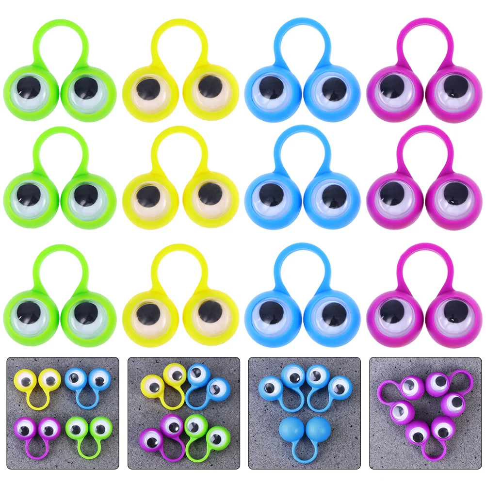 

24 Pcs Googly Eye Finger Puppet Ring Kids Toys Educational Gift Basket Halloween Plastic Novel