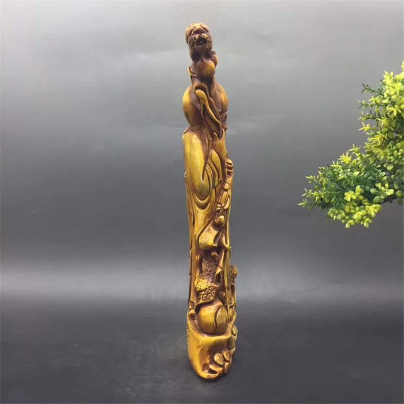 Handicraft bone carving 19010 medium station Shouxing width 8 height 26.5 cm and weight 570 grams.