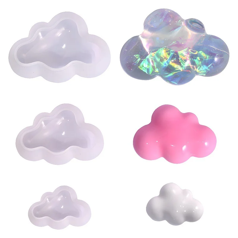 

3pcs Cute 3D Cloud Shape Chocolate Silicone Mold Mousse Fondant Ice Cube Candy Soap Candle Molds Cake Decorating DIY Baking Tool