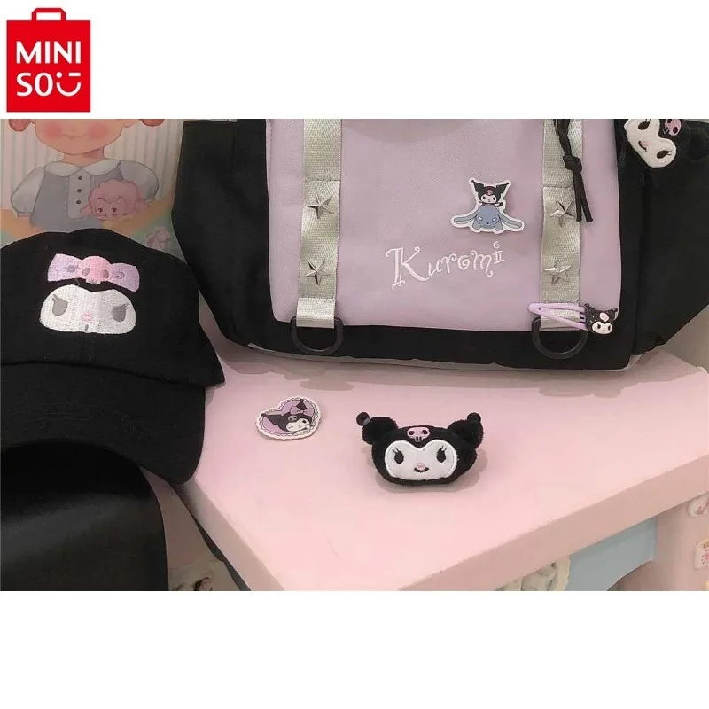 MINISO Sanrio мультфильм Kuromi Печатный Большой Вместительный рюкзак студентов колледжа милый модный рюкзак.