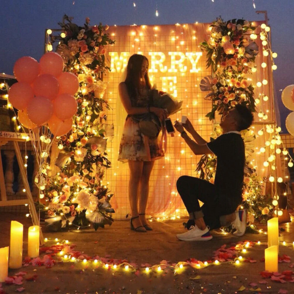 Led 3d English Letter Light Marry Me Marriage Proposal Night Lamp For Loves Wedding Party Romantic Outdoor Indoor Decor Light