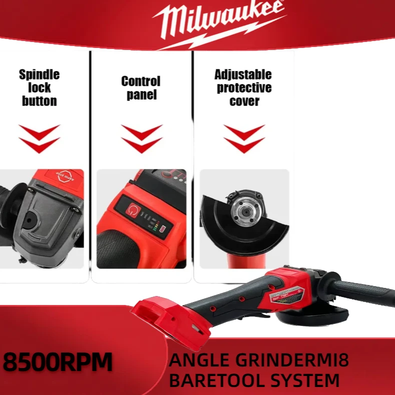 125 مللي متر ميلووكي فرش زاوية طاحونة تلميع آلة قطع لا قفل مجداف التبديل أدوات كهربائية لاسلكية #6