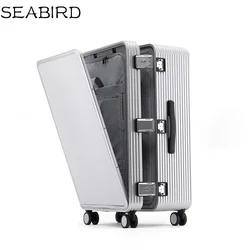 SEABIRD Front opening for Large laptop  All Aluminum Carry On Luggage with TSA Locks Spinner Alloy Metal Suitcase