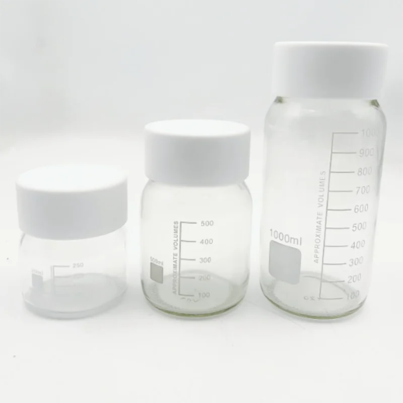PTFE GL80 cap large mouth blue cap reagent bottle PTFE cap PTFE pad acid and alkali corrosion resistance