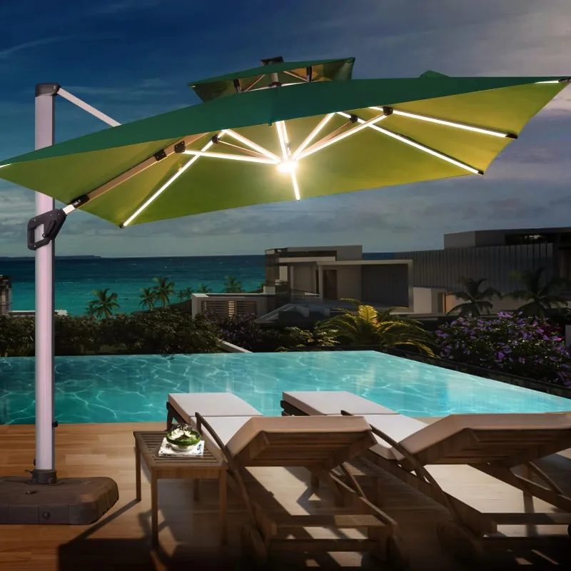 

Открытый зонтик для двора, сада, террасы, виллы, коммерческий ветрозащитный зонт от солнца, ручной подъем, солнечный свет, теплый/холодный