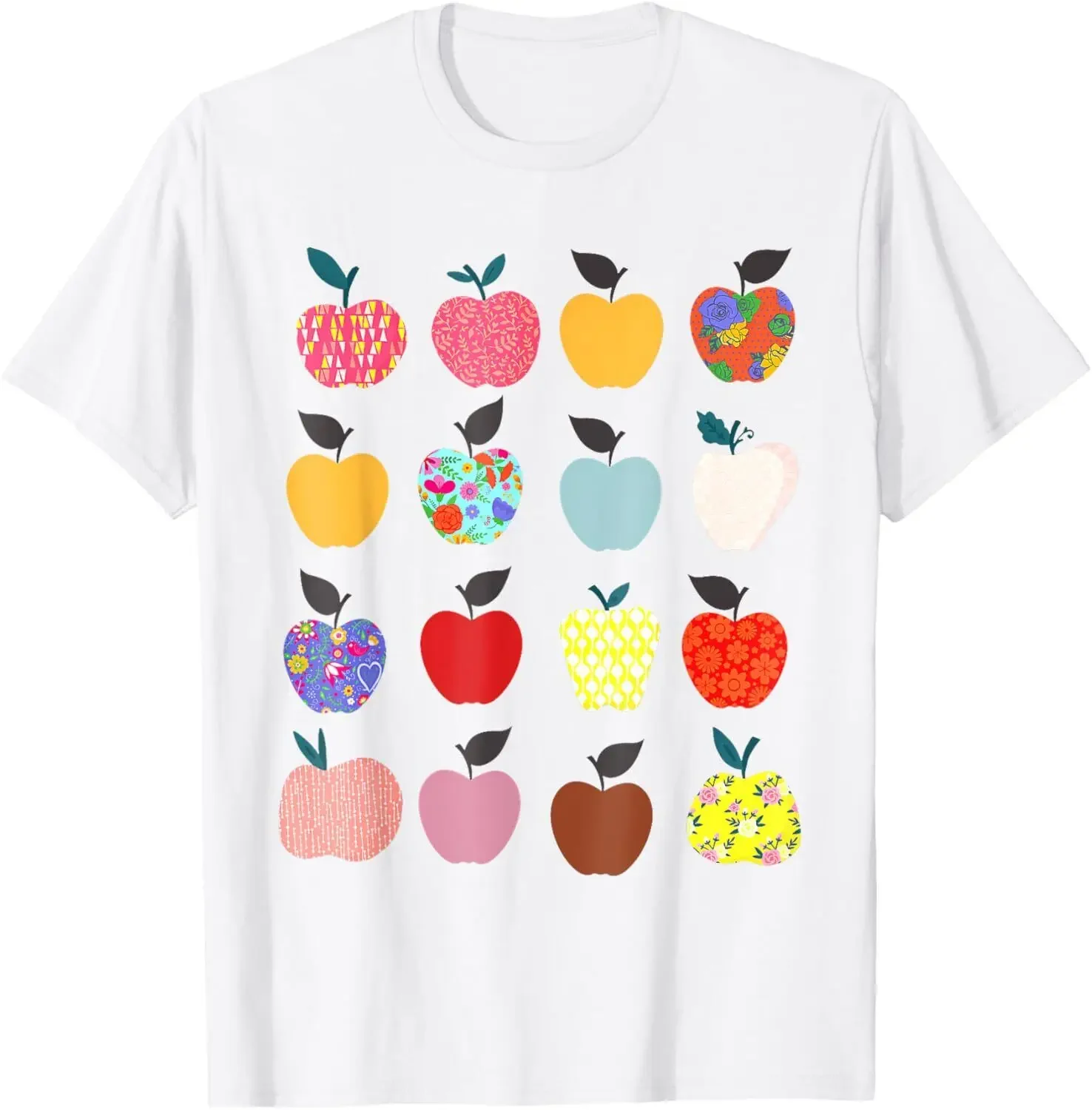 Folk Art Apples Back To School Teacher Shirt For Women Funny T-Shirt