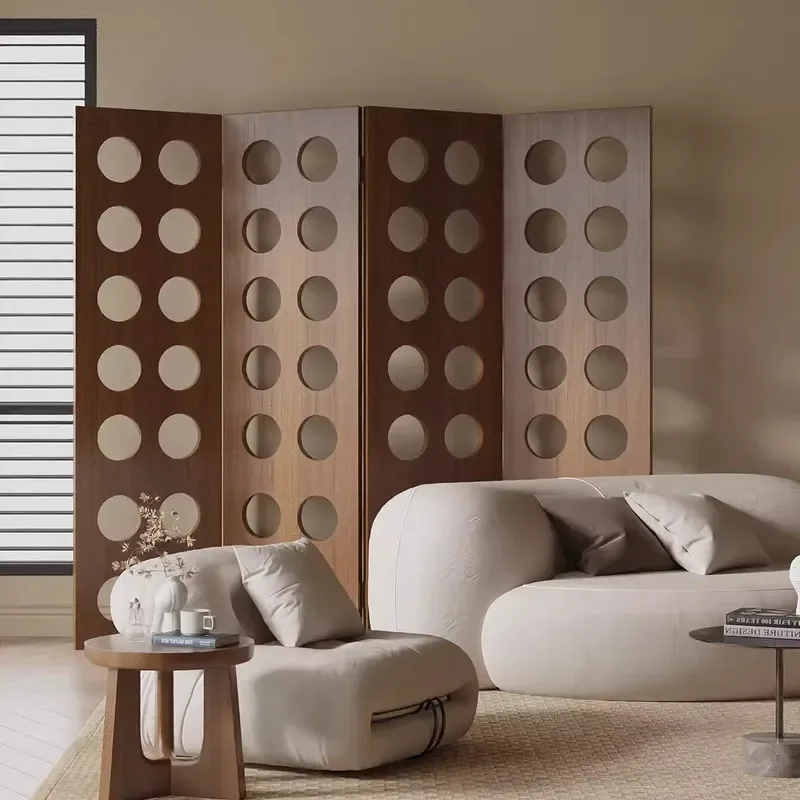 for Medieval Cave Screen Partition Door Folding Decoration Cover Bedroom Hollow Movable Hotel Background Decoration Wall