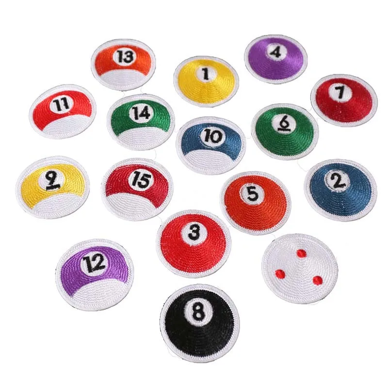 50pcs/Lot Fun Embroidery Patch Billiards Ball Game Shirt Bag Hat Clothing Decoration Accessory Craft Diy Applique