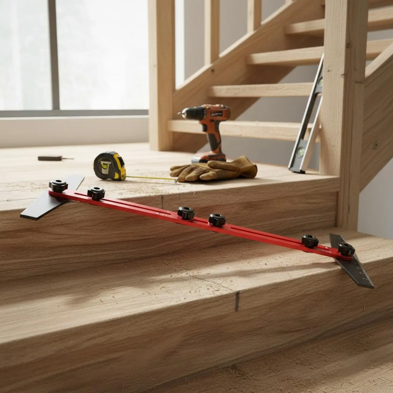 Folding Stair Ruler Easy to Use Staircase Measurement Tool Stair Measuring Tool Accurate Construction Tools Aluminum Alloy
