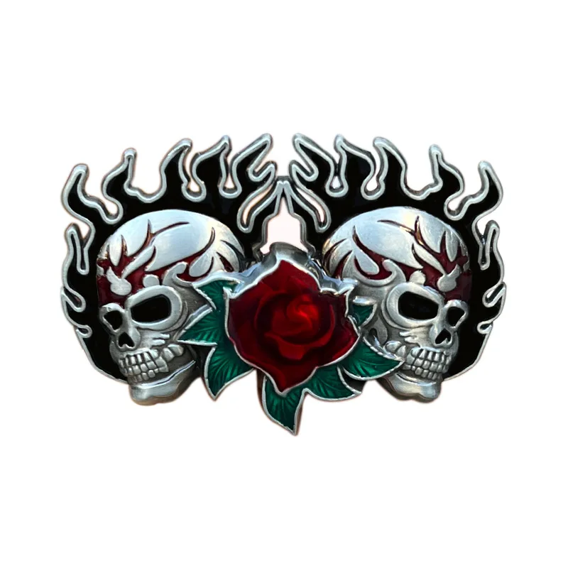 

Punk red rose belt buckle Western style