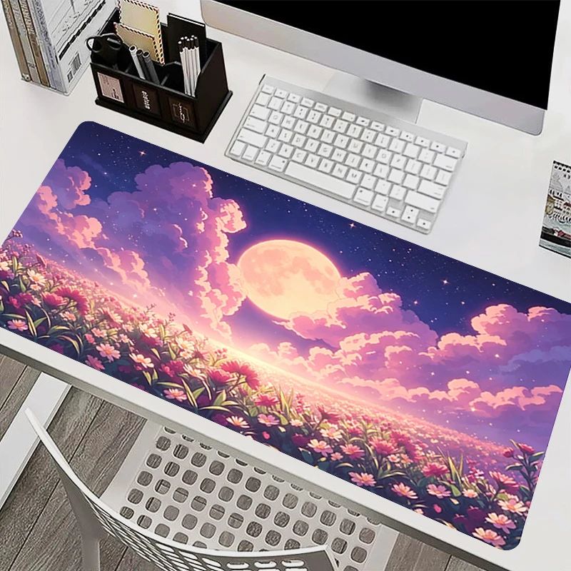 Large Mouse Pad Notebook Gamer Keyboard Mousepad Anime Starry Sky Flower Sea Computer Desk Mat Gaming