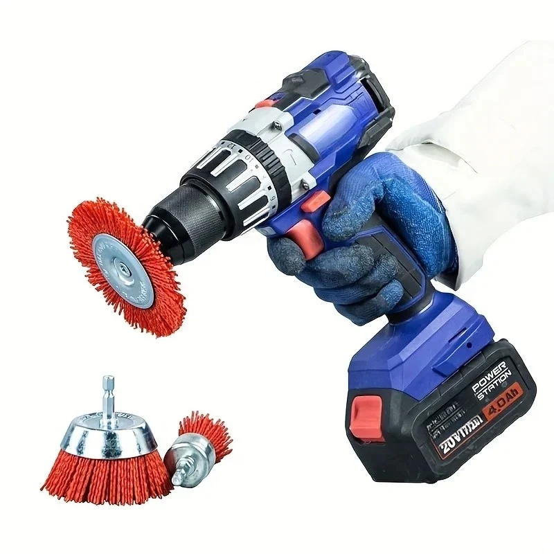Abrasive Brushes 1/4 Inch Hex Shank 9-Piece Set  Abrasive Wire Brush Wheel Nylon Filament Drill Wheel Cup Brush Versatile