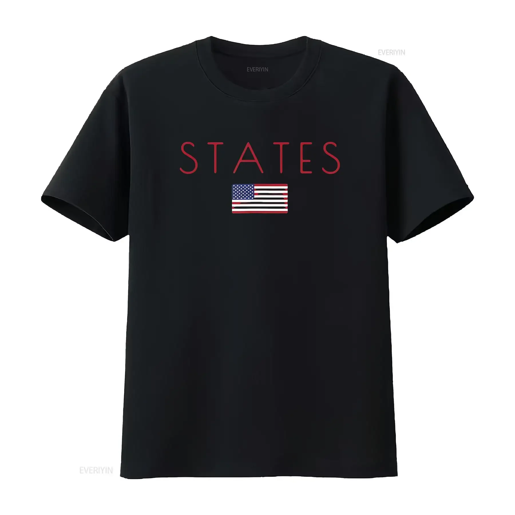 States United of America T Shirt vintage Washed fashion Versatile Casual designer clothes streetwear Slightly Unisex Breathable