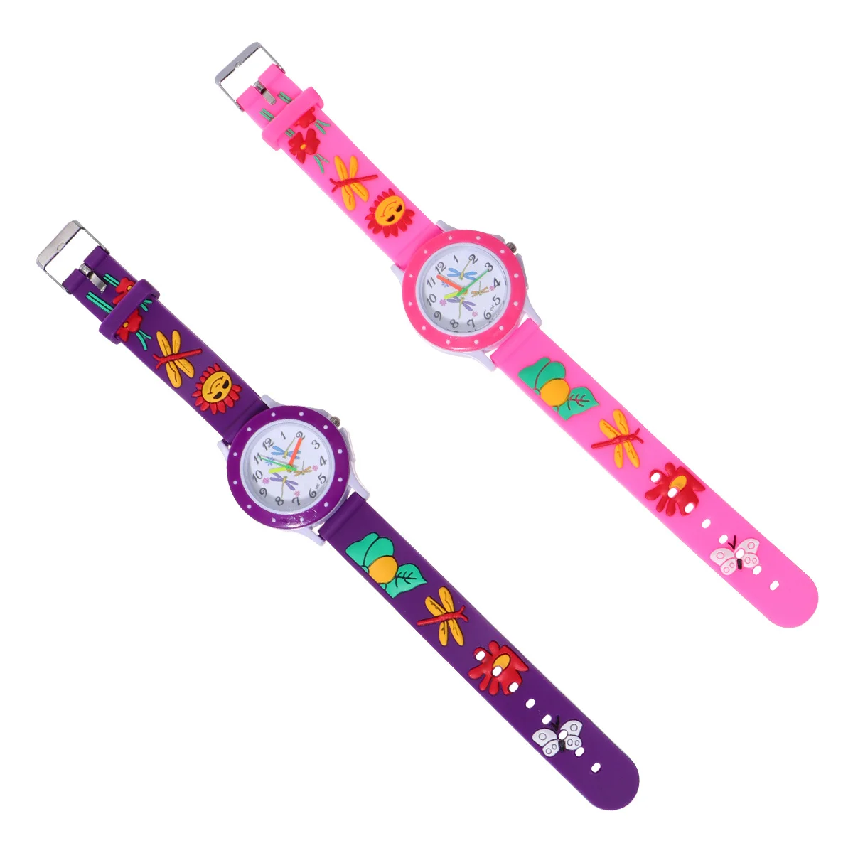 2 قطعة ساعة معصم ثلاثية الأبعاد ثلاثية الأبعاد للرسوم المتحركة الإبداعية المطبوعة ساعة رقمية مقاومة للماء هدية لـ Dragonfly