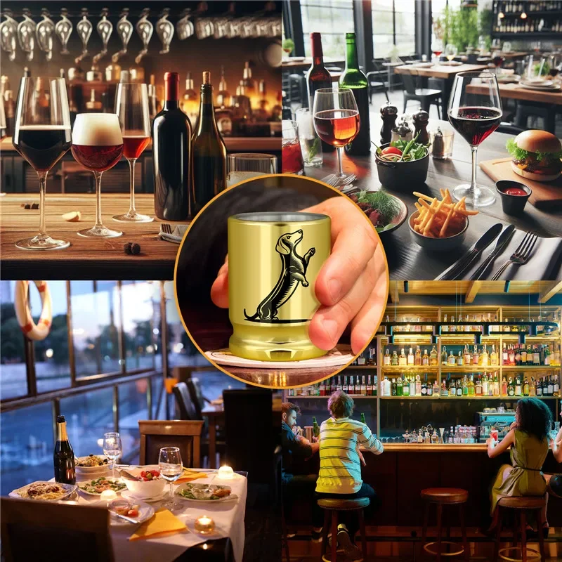 2pcs/set 3.2oz Dachshund Design 50 Caliber Bullet Shot Cups Golden Plastic Shot Glasses for Wedding Celebration Party Drinkware