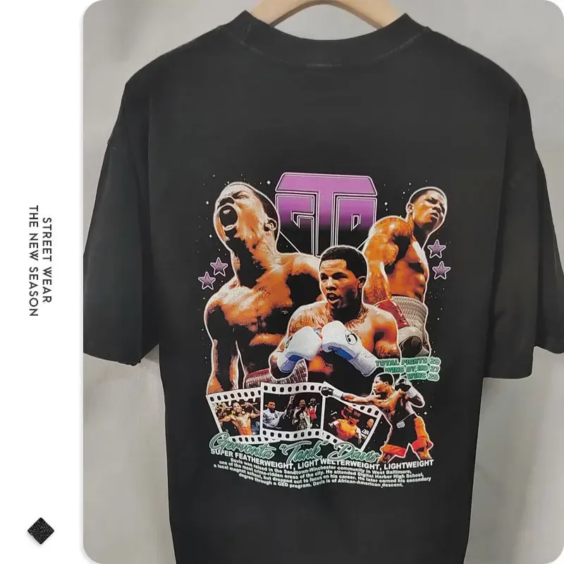 Tank Gervonta Davis  T-shirt Vintage Washed T Shirt Boxing Champion Short Sleeve DTG Printing Tshirt Tops Tees Men 100% Cotton