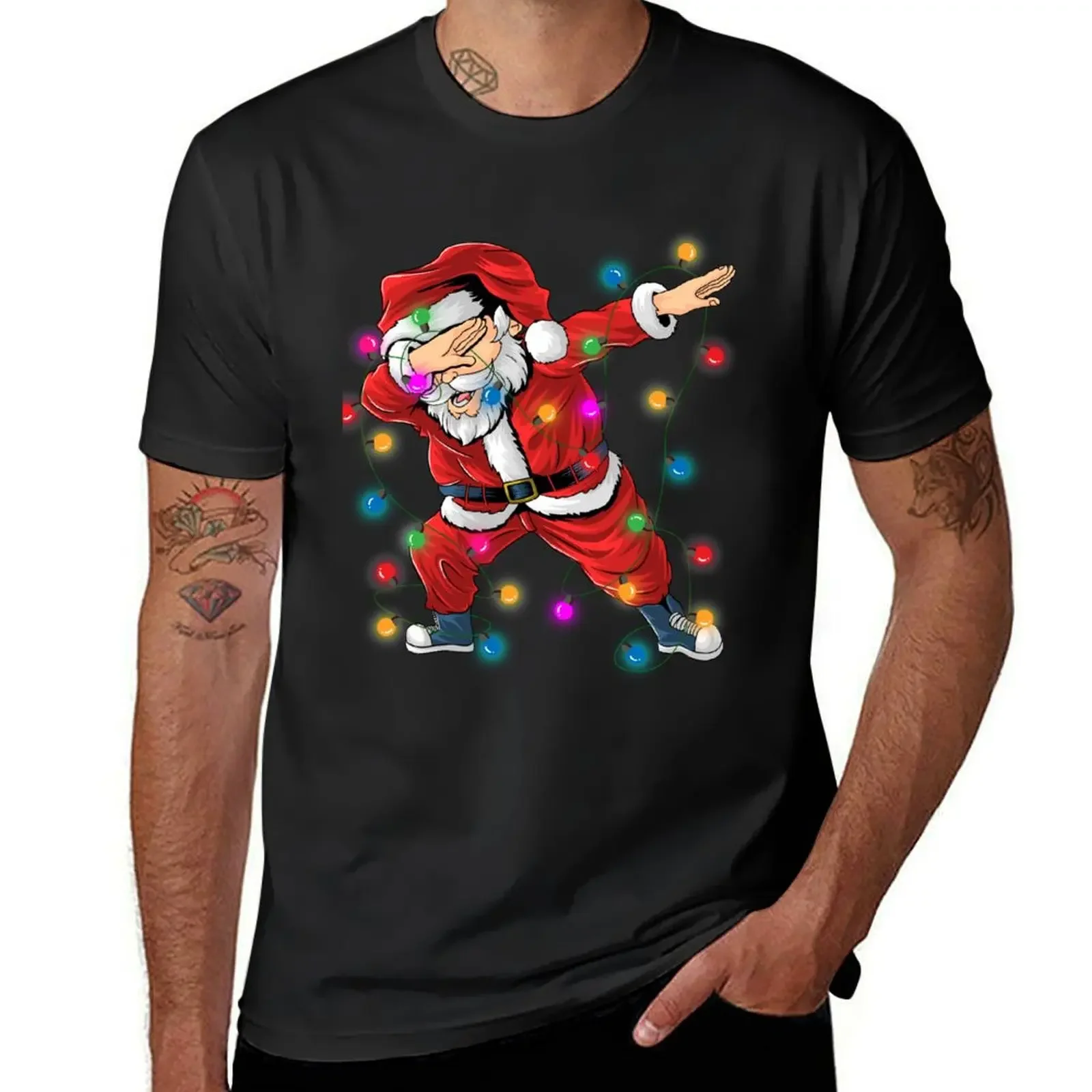 

Dabbing Santa Claus Christmas Tree Lights T-Shirt Blouse blanks Aesthetic clothing funny t shirts for men