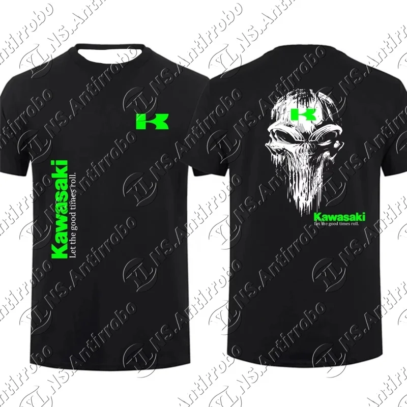 

2025-26 летняя мужская футболка Kawasaki с мотоциклетным воротником и короткими рукавами, дышащая, быстросохнущая, повседневная, комфортная, модная, верхняя мода