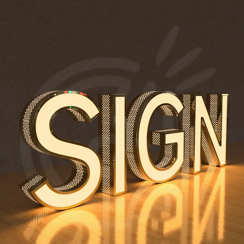 맞춤형 펀칭 구멍 조명 문자 간판 3D LED 채널 문자 LED 간판 (비즈니스용, 실외 광고 간판)