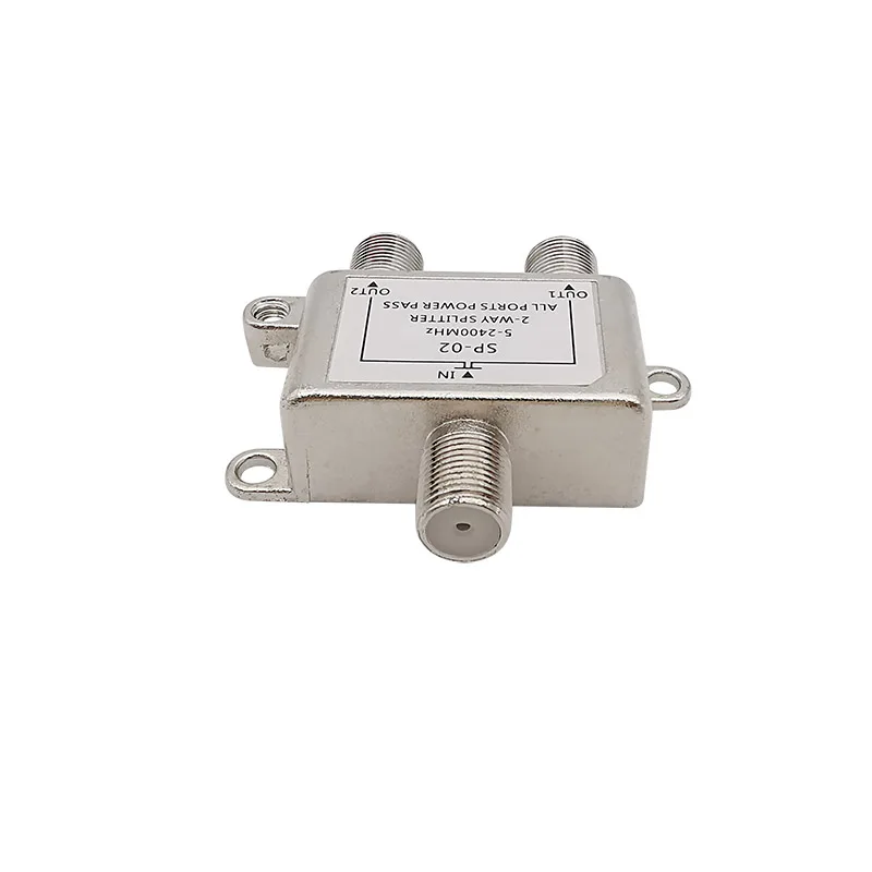 Mathiateur d'antenne TV câble coaxial à 2 voies, connecteur femelle de type F 5-2400 MHz, répartiteur de signal TV, distributeur de branche, 1 pièce