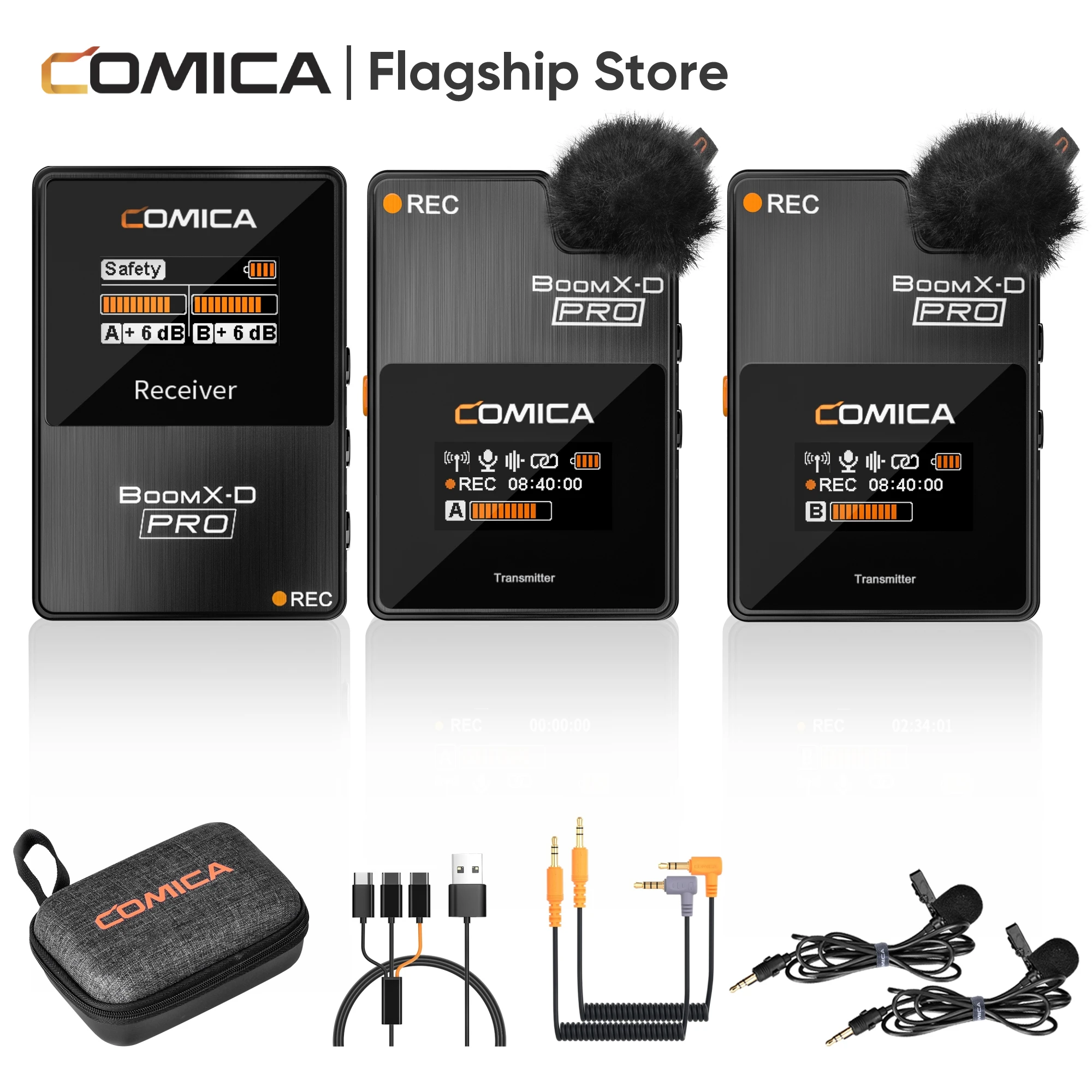 Comica BoomX-D Pro 2.4GHZ Dual-channel Wireless Lapel Microphone Professional Microphone For Camera Phone PC Youtube Blogger