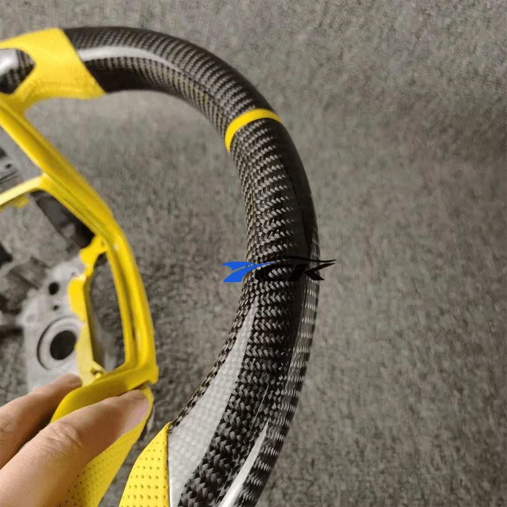 Carbon Fiber yellow leather Steering Wheel For 2016 2017 2018 2019 2020 2021 Honda Civic 10th GEN