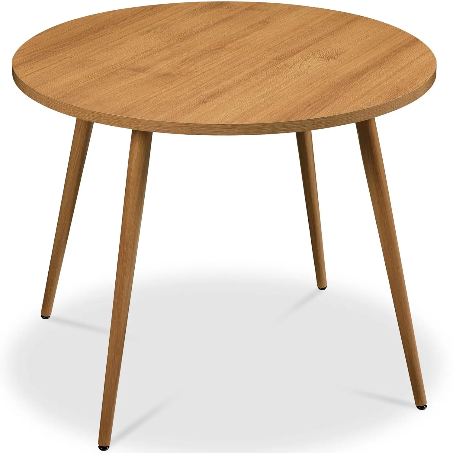 

Round 35.5in Dining Table for 4 w/Sturdy Wood Finish Steel Legs, Mid Century Modern, Space-Saving, Customized