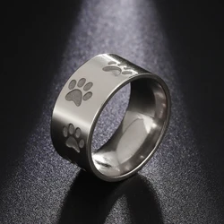 Skyrim Animal Pet Paws Ring Men Women Stainless Steel Dog Cat Bear Footprints Lovers Band Rings Jewelry Valentine Gift New In