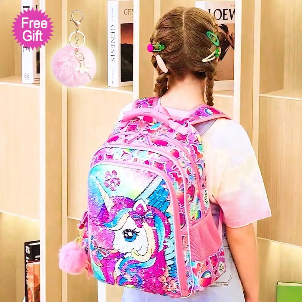 3PCS Unicorn Backpack for Girls, 16\