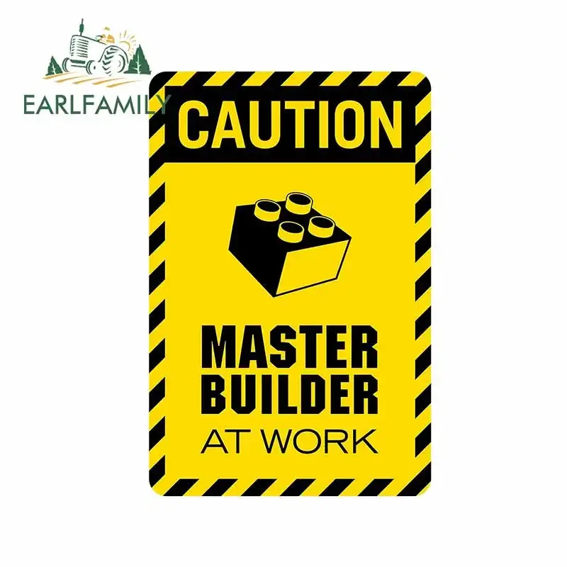 EARLFAMILY 13cm X 8.7cm for Caution Master Builder Surfboard Anime RV Motorcycle Scratch-proof Car Sticker Cartoon Bumper Decal