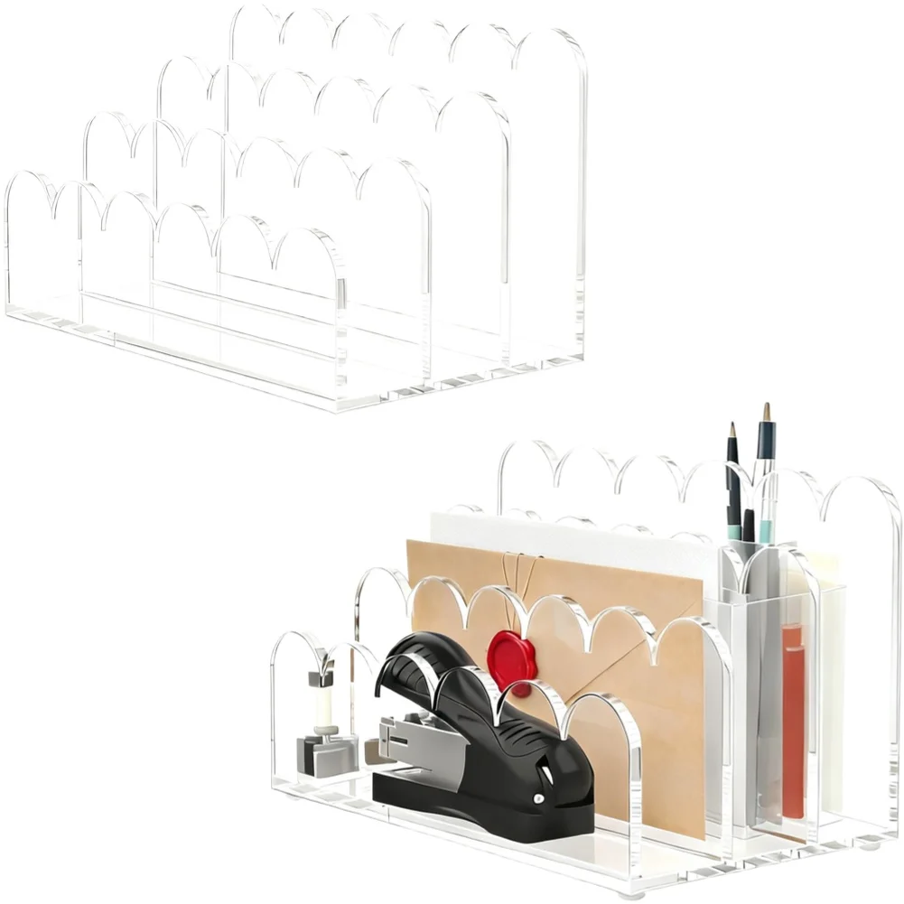 1 PCS Transparent Desktop Organizer 3-Compartment For Sorting Bills Receipts Stationery Home Office Decor