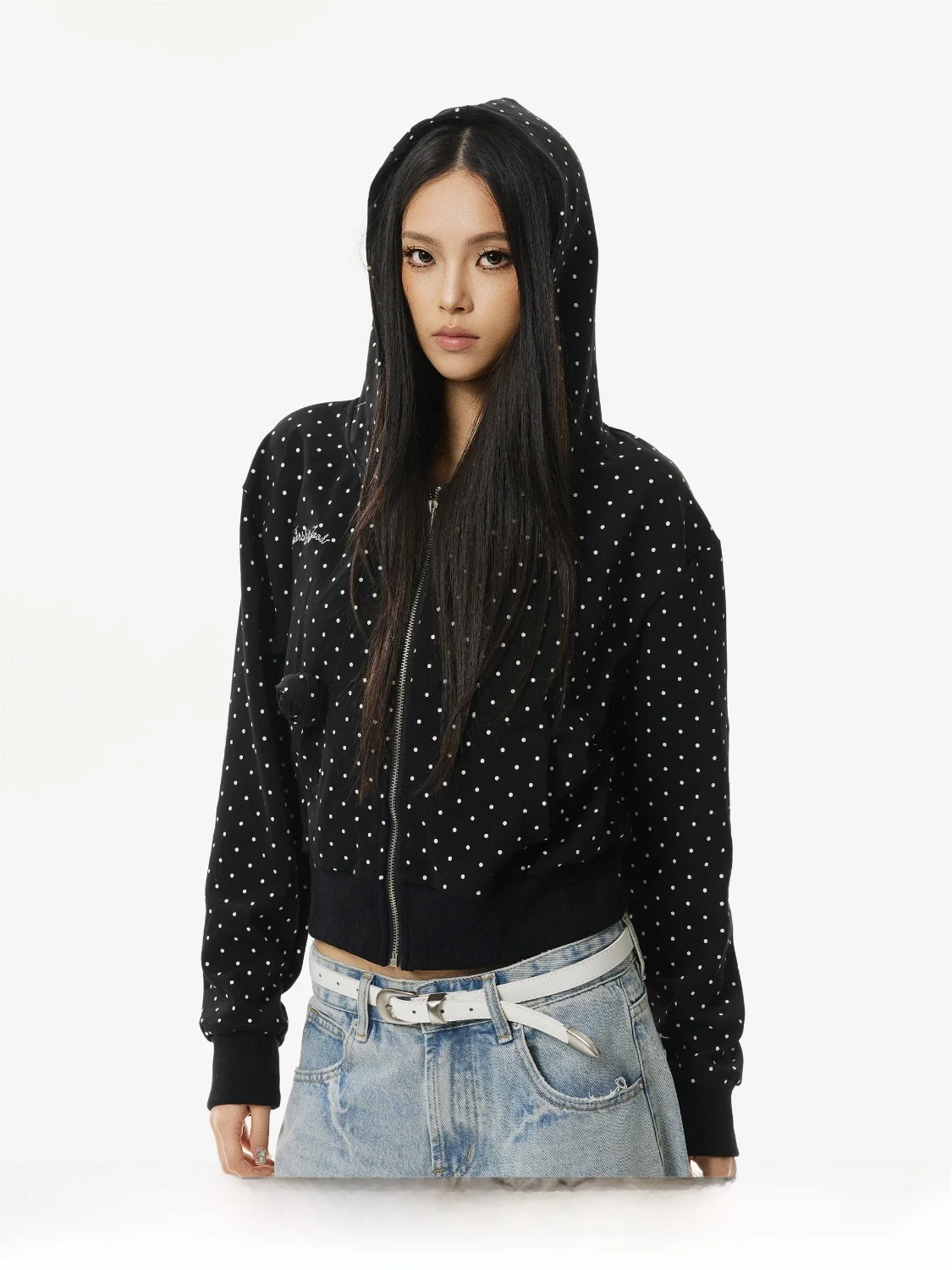 เสื้อฮู้ดลายจุดสไตล์อเมริกันย้อนยุค MTTEAT ทรงหลวม สบายๆ แฟชั่นสตรีท ผ้าคอตตอนผสมโพลีเอสเตอร์