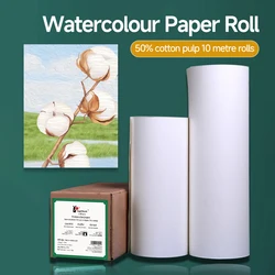 AngelMark-rollo de papel de acuarela profesional, 300g, papel artístico para acuarela Gouache, Tinta acrílica, medio algodón, blanco