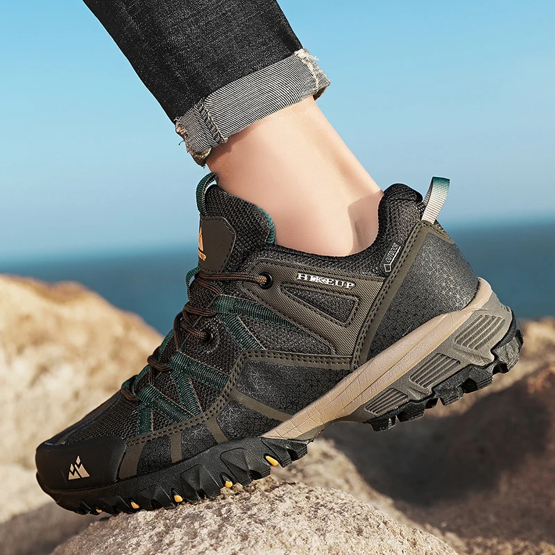 HIKEUP-zapatillas de deporte transpirables para hombre, calzado antideslizante con amortiguación, para senderismo, correr, Trekking, deportes de montaña al aire libre