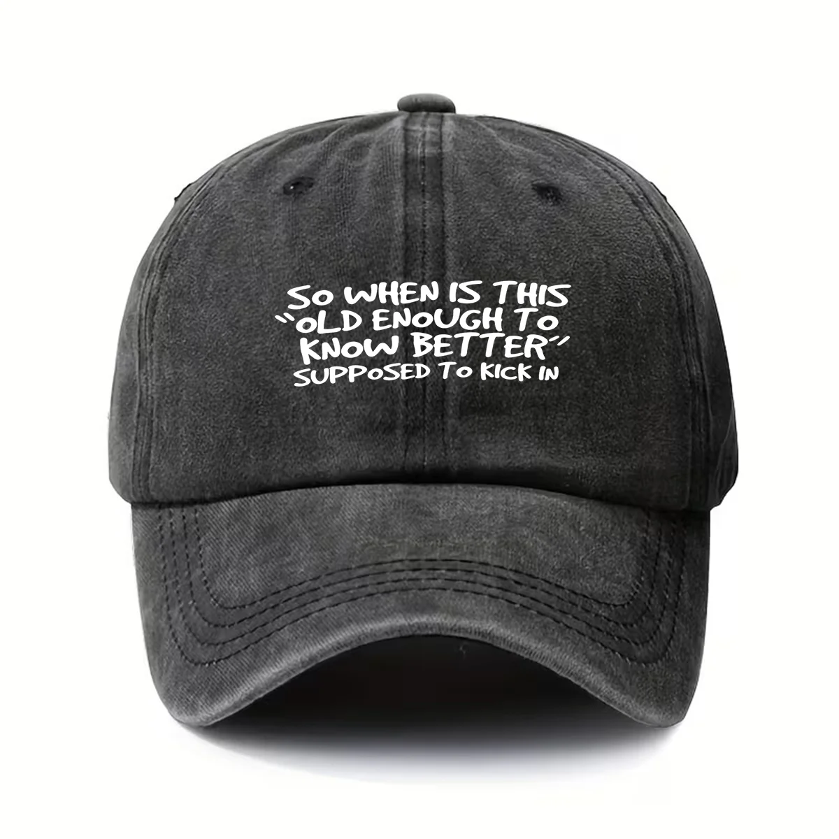 Baseball Cap, Washed and Distressed, Adjustable Fit, Stylish and Vintage, Lightweight, with the Phrase 