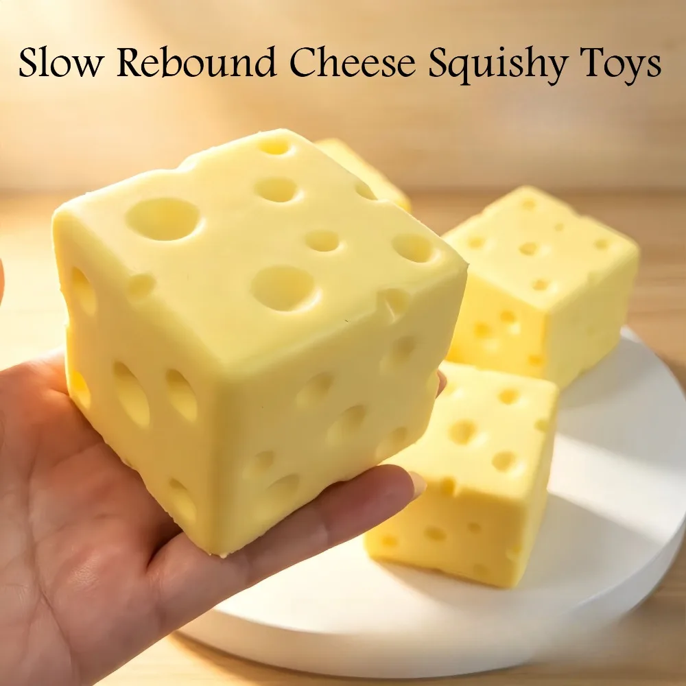 Stressabbauendes Käsewürfel-Spielzeug, PU-Sensorik-Fidget-Ball mit langsamem Rückprall, Geschenkbox mit cremigem Duft für Erwachsene, Schreibtischdekoration