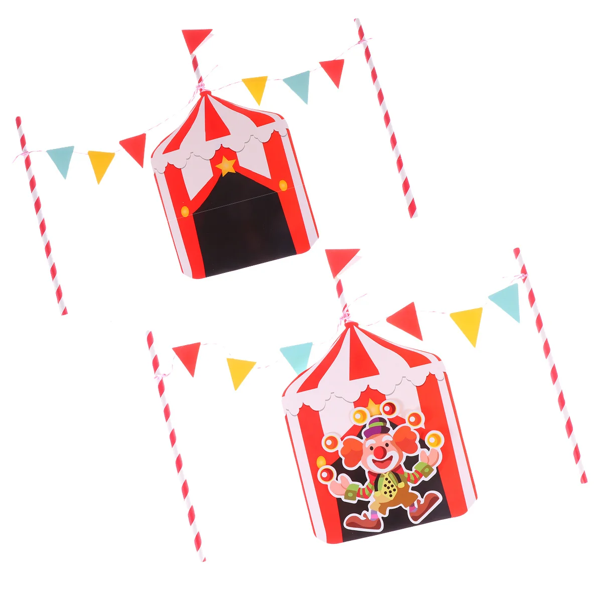 2 Sets Zirkus-Clown-Kuchenaufsätze, Papier-Kuchenaufsätze, Party-Dekorationsaufsätze, zirkusinspirierte Clown-Aufsätze für Festivals und Feiern – Detail 4