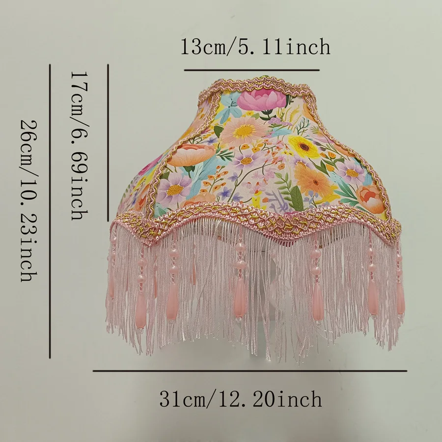 Rural small floral fabric lampshade, colorful floral lampshade E27 replacement cover