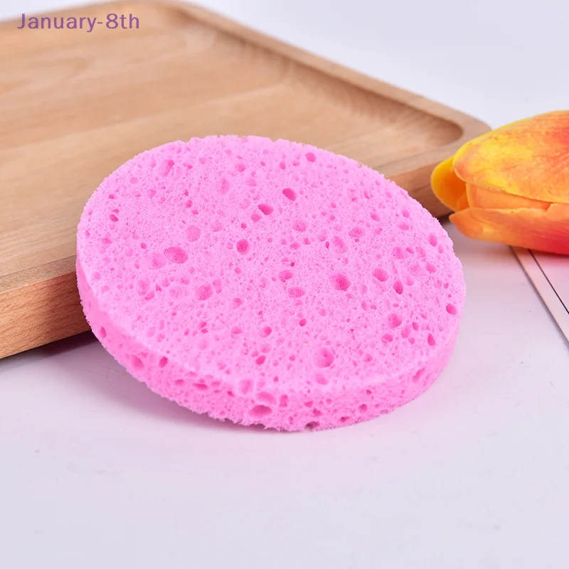 Natural Plant Fiber Face Wash Cleansing Round Sponge Beauty Makeup Tool Pink